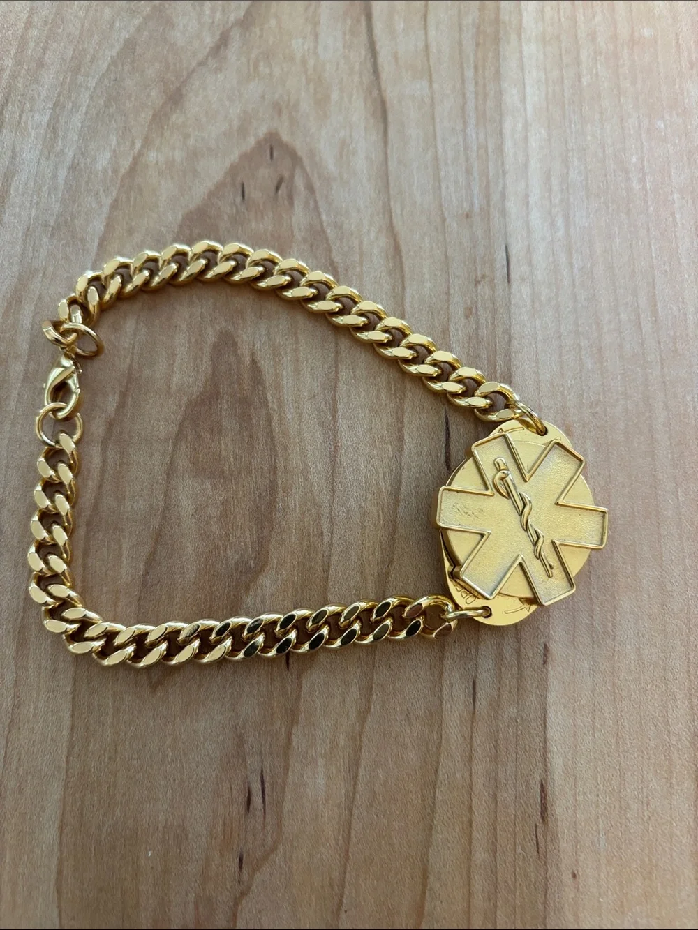 Unisex Gold-Tone Medical ID Chain Bracelet for Men/ Women